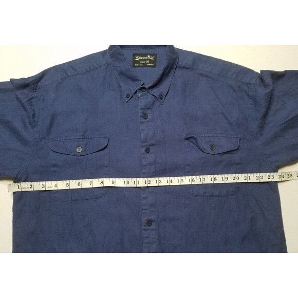 Whipper In Linen Blend Button Up Long Sleeve Shirt Blue Floral Print Men's M - Picture 8 of 15